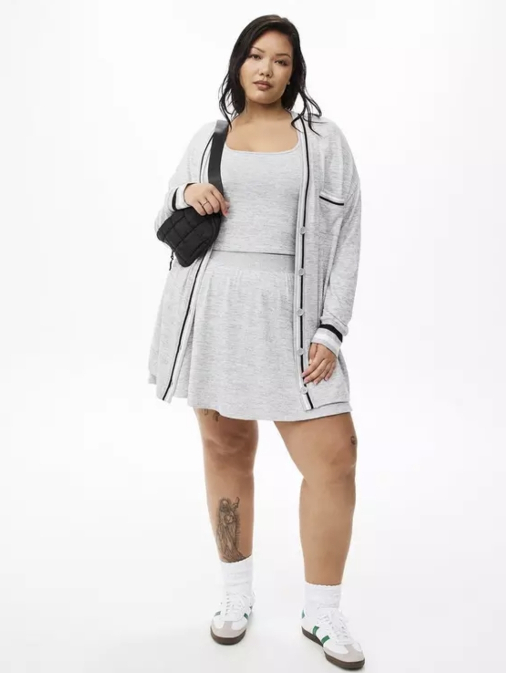 Torrid Hacci Striped Long Active Cardigan Sweater In Heather Gray Size 1x 14-16